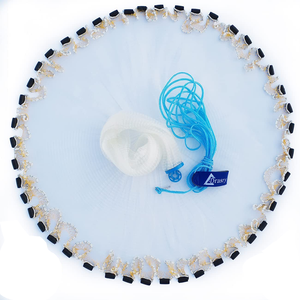 Nouveau filet de pêche de luxe de type frisbee avec anneau de guidage, maille de 3/8 (0,25 mm) en monofilament à coulée rapide, filet de lancer manuel pour appâts de pêche - Product Image 1