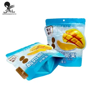 Sacs d'emballage de fruits secs mangue chips de banane imprimé personnalisé pochette en plastique à fermeture éclair debout