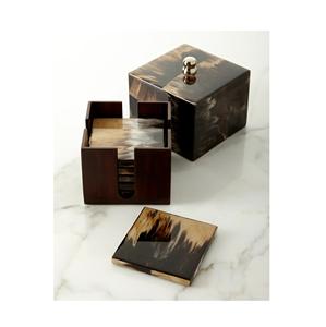 Economical Price New Model <b>6</b>-piece Coffee <b>Table</b> <b>Mat</b>/Pad <b>Set</b> Attractive Natural Square Horn <b>Coasters</b> with Holder Export Selling - Product Image 1