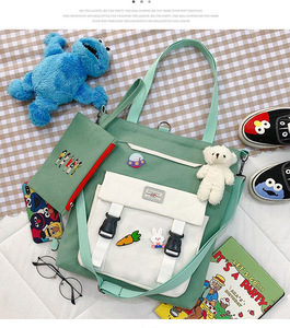 2024 New Fashion Women Student Tutorial Crossbody Bag Multiuse Korean Style Large Capacity Simple Canvas Zipper Closure - Product Image 4