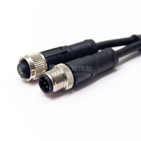 Câble d'aviation M12 à 6 broches, code C, mâle vers femelle, connecteur droit à souder, double extrémité avec 0,5 m AWG22