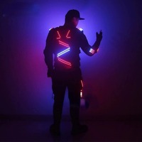 Costume LED de robot DJ de scène de danse de salon pour adulte avec gant laser unisexe, mode Noël, Nouvel An, anniversaire