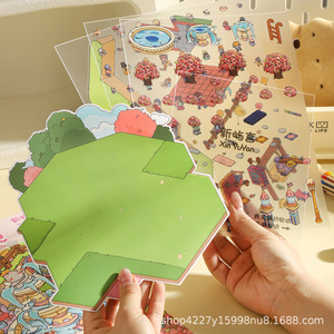 Autocollant mural 3D miniature fait main JHM, autocollant mural en papier de style dessin animé 3D imprimé en offset pour paysage, pour sacs - Product Image 5