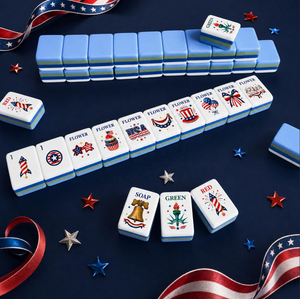 Set di Mahjong Patriottico Americano per il 250° Anniversario, Lussuoso e Moderno, in Acrilico a 4 Strati, per 4 Giocatori, Tessere Mahjong Universali in Stile Americano - Product Image 1