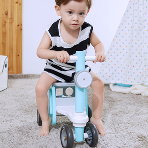 Baby Balance Bikes tricicli giocattoli In età prescolare Ride On Toys 4 In 1 Blue Motor <span class=keywords><strong>Car</strong></span> No Pedal 4 ruote Baby Wooden Ride On Walker - Product Image 3