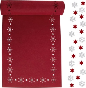 Rectángulo decorativo resistente al calor 39 "X 12" <span class=keywords><strong>Camino</strong></span> <span class=keywords><strong>de</strong></span> <span class=keywords><strong>mesa</strong></span> <span class=keywords><strong>de</strong></span> <span class=keywords><strong>fieltro</strong></span> <span class=keywords><strong>de</strong></span> Navidad rojo con estrellas huecas para decoraciones <span class=keywords><strong>de</strong></span> <span class=keywords><strong>mesa</strong></span> <span class=keywords><strong>de</strong></span> Navidad - Product Image 1