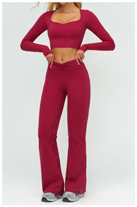 Ensemble de sport d'extérieur avec logo personnalisé, finition brossée, comprenant un soutien-gorge de yoga sans manches ajouré et un legging respirant uni taille haute à effet push-up - Product Image 3