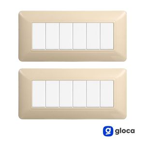 Set di 2 Placche in Plastica per Interruttori a Muro Gloca a 6 Vie, Colore Sabbia, Facile Installazione - Product Image 2