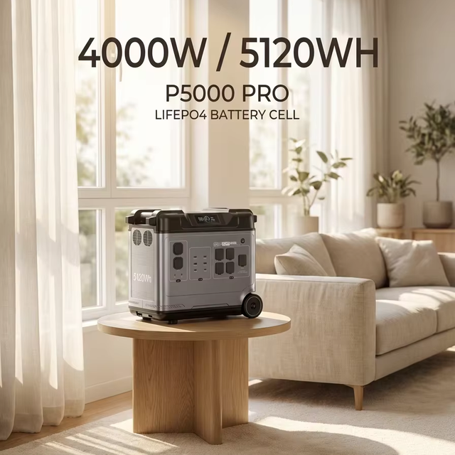 Dual-voltage 4000W 5120KWh P5000PRO Generator LiFePO4 Battery Pure Sine Wave UPS Function Grid Solar Energy Portable Power