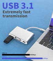 Adaptor USB-C USB-A/VGA 3-in-1 (Pemisah TV Konverter AV Digital Pengisi Daya) untuk Laptop TV-Kompatibel dengan MacBook/iPhone 15/iPad Pro