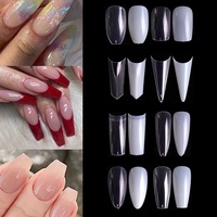 500 pièces/sac faux ongles 35 ongles différents couleurs naturelles et transparentes cercueil Stiletto couverture complète presse sur ongles conseils