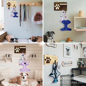 Soporte de pared de madera para collares de mascotas con diseño de pata y placas para nombres, para perros y gatos, soporte para correas, perchero y gancho de almacenamiento. - Product Image 4