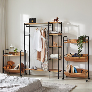 Floor-standing bedroom <b>clothes</b> <b>rack</b>, large capacity, easy-to-use open storage shelf for home use. - Product Image 1