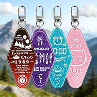 Porte-clés vintage pour hôtel/motel, porte-clés de mariage, porte-clés en plastique, porte-clés en acrylique pailleté, breloques personnalisées pour porte-clés, rose