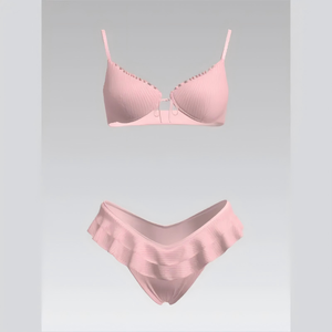 Elegante Conjunto de Bikini con Encaje Texturizado Personalizado y Braguita con Volantes para Mujer, Venta al Por Mayor - Product Image 1