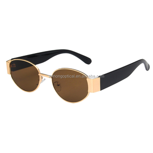 Nuovi occhiali da sole retrò alla moda con piccola struttura in metallo UV400 lenti di protezione PC moda personalizzata in giallo <span class=keywords><strong>e</strong></span> rosso - Product Image 5