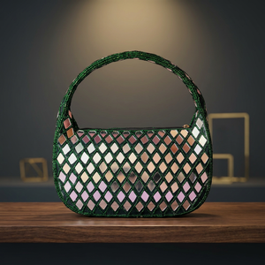 Luxury beaded pearl evening bag Handmade shoulder bag wedding Party events clutch bag Beaded evening bag best price <b>mirror</b> - Product Image 2