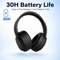 Casque sans fil Bluetooth 5.4 personnalisé avec logo, pliable, avec batterie 30H, son Hi-Fi, léger pour les voyages/le bureau
