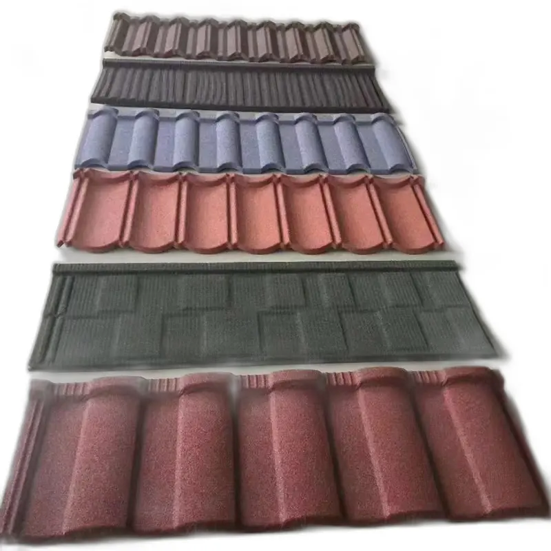 Modern America Style 2-Meter Long Aluminium Brick Stone Color Coated Steel Metal Roofing Tiles for Villas
