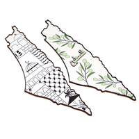Carte de Palestine en bois sculptée à la main en 3D, design mosquée, souvenir réutilisable, décoration murale, art déco pour la maison