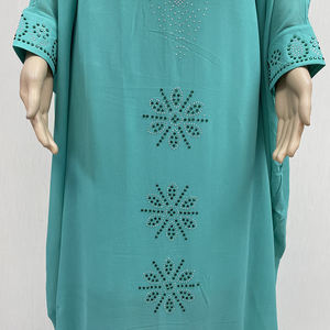 MC-1627 Chic Stone Chiffon Long African Abaya Muslim 2 Piece Set Pakaian Wanita Gaun Robe De Soiree Dengan Hijab - Product Image 3