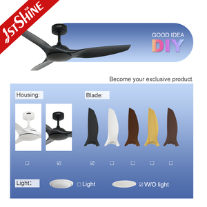 1stshine quạt trần thiết kế đơn giản 6 tốc độ điều khiển từ xa OEM đen Quạt trần mà không cần ánh sáng - Product Image 4