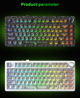 Clavier de jeu filaire AULA avec touches PC transparentes interchangeables, rétroéclairage RGB, bouton rotatif, tri-mode 2.4G, USB Type-C pour ordinateur de bureau