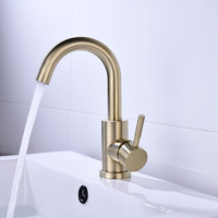 Robinet de lavabo de luxe, eau chaude et froide, robinet de lavabo rotatif, acier inoxydable, finition brossée, robinet de salle de bain, mélangeur