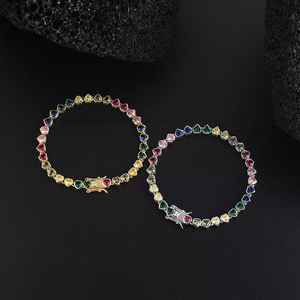 Color Tennis <b>Bracelet</b>, Heart-shaped 4 * 4mm Couple Stacked Tennis <b>Bracelet</b> Tanjing Fashion Lijing Necklace - Product Image 3
