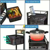 Étagère rotative respirante pour légumes BX, organisation de la cuisine, rangement pour articles divers, en métal noir