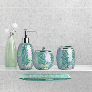 Modern Style Mirror Mosaic Glass <b>Bathroom</b> <b>Accessory</b> Four-Piece <b>Set</b> Factory Supplied for Home Decoration - Product Image 6