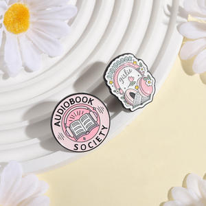 Broche de la Société des Audiolivres, épingles en émail, mode, casque rose, broches Gislie, badge de sac, badge de revers, bijoux pour les amoureux des livres, <span class=keywords><strong>cadeau</strong></span> - Product Image 2