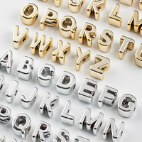 Perles alphanumériques en acrylique à grand trou, lettres anglaises dorées et blanches, style unique, pour bracelets faits main, sangles de téléphone, porte-clés