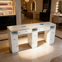 Table de manucure en bois LEXUSPACE LMT403 au design moderne, longueur personnalisable, avec collecteur de poussière pour salon de manucure