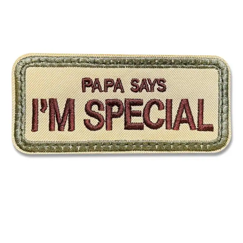 Customized Original Dog Patch Pet Papa Says I'm Special Brown Emblem Embroidered Applique Hook & Loop Patch