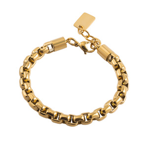 Stainless Steel Gold Plated Thick O Chain Bracelet For <b>Men</b> Casual Sporty Jewelry Silver And Gold Color Options - Product Image 4