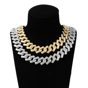 Nuevo Estilo, Cadena Rómbica Colorida de 14 mm, Joyería Hip-Hop, Chapada en Plata, Acero Inoxidable, Zirconia 5A, Collar Cubano para Hombre - Product Image 4