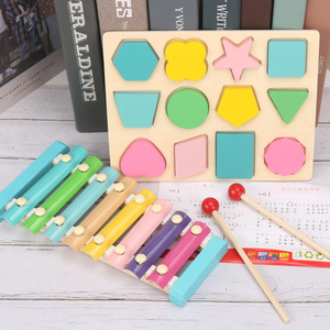 Ensemble de jouets en bois pour bébés et tout-petits, jouets éducatifs de tri de formes, blocs de construction empilables, xylophone, <span class=keywords><strong>labyrinthe</strong></span> de perles, jouets d'apprentissage - Product Image 4