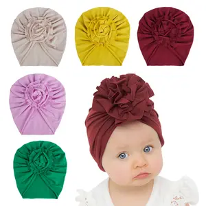 Шапка-тюрбан для новорожденных, милая мягкая шапка с цветами, головной убор для маленьких девочек