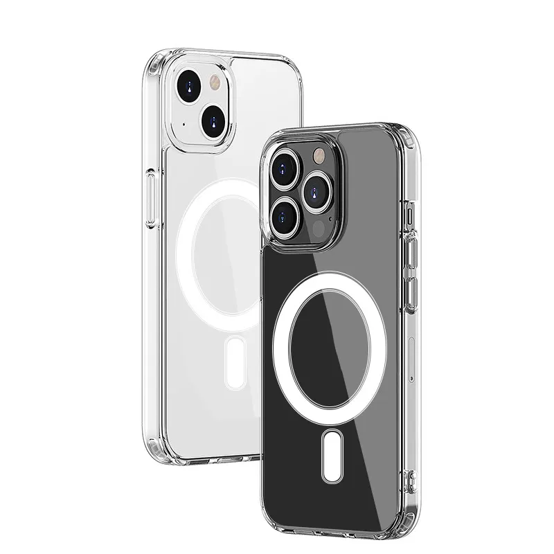 HuaMJ wholesale 13 14 pro max phone cover transparent magnetic phone case for magnetic 13 14 pro max iphone 14 magsafe case