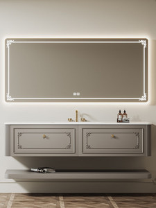 Meuble de salle de bain style crème français avec lavabo intégré en ardoise thermoformée, lavabo intelligent pour salle de bain - Product Image 2