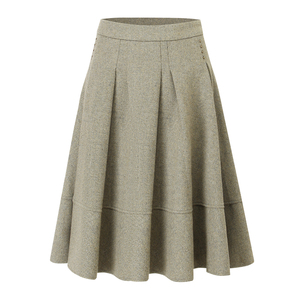 Custom Wool Blended Midi <strong>Skirt</strong> in Ginger Elegant Ladies Tweed Swing <strong>Tartan</strong> <strong>Skirt</strong> <strong>Women</strong> - Product Image 1