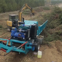Broyeur de bois à tambour économique avec moteur diesel et pompe |   Transformez les déchets en biomasse combustible pour les opérations en extérieur