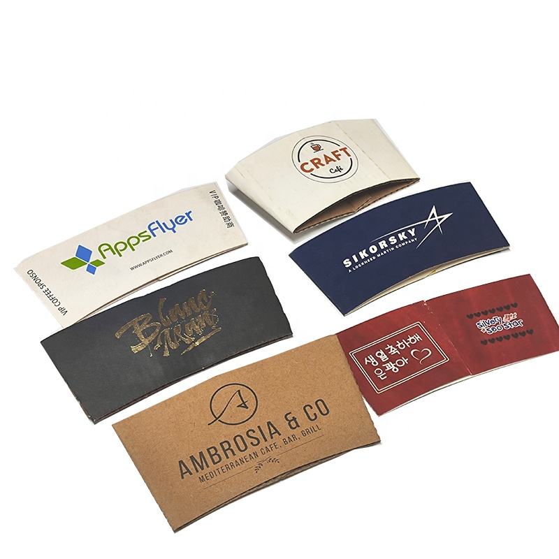 Custom Printed Logo Branded Plain Cup Sleeve Disposable Black Hot Drink ...