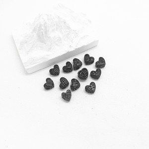 yunnique Heart Shaped Stainless Steel <b>Spacer</b> Beads For Bracelet Making 8mm Casting Jewelry Findings Components Black Color - Product Image 5