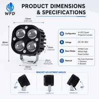 Feux antibrouillard/de conduite LED bicolores universels haute puissance (feux de travail 4x4) - Étanches - pour voitures, camions, jeeps et motos