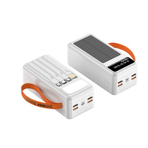 พาวเวอร์แบงค์พลาสติก 10W 50000mAh ชาร์จเร็วพิเศษ พร้อมสายชาร์จสี่เส้น สำหรับตั้งแคมป์กลางแจ้ง สายคล้องคอ และแผงโซลาร์ - Product Image 1