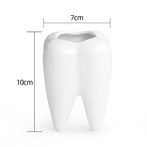 クリエイティブな歯の形をしたペンペンシルホルダー歯ブラシホルダーセラミック盆栽ポット多肉植物ポット歯科医ギフト - Product Image 3
