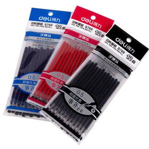 Deli S768 Gel <b>Pen</b> Refill 0.5mm Bullet Tip Black Red Blue 12pcs Bag General Use - Product Image 1