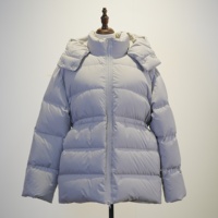 Veste d'hiver pour femme, gris clair, à capuche, matelassée, cintrée à la taille, fermeture éclair intégrale, manches longues, rembourrage 90% duvet de canard blanc, manteau matelassé